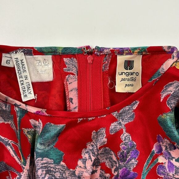 Vintage Ungaro Parallele  Silk Floral Cocktail Dress Size 00 - Picture 10 of 10